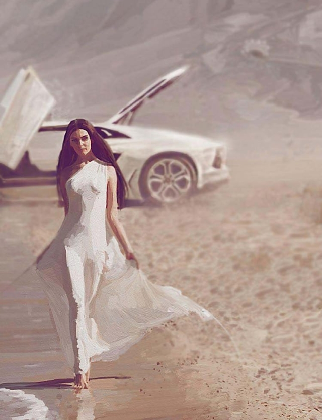 波打ち際を歩く女性の640 X 6壁紙 壁紙キングダム スマホ版