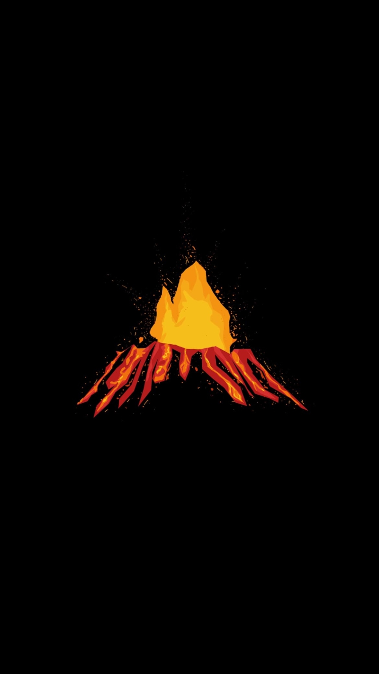 火山 噴火 イラストの750 x 1334 / スマホ壁紙