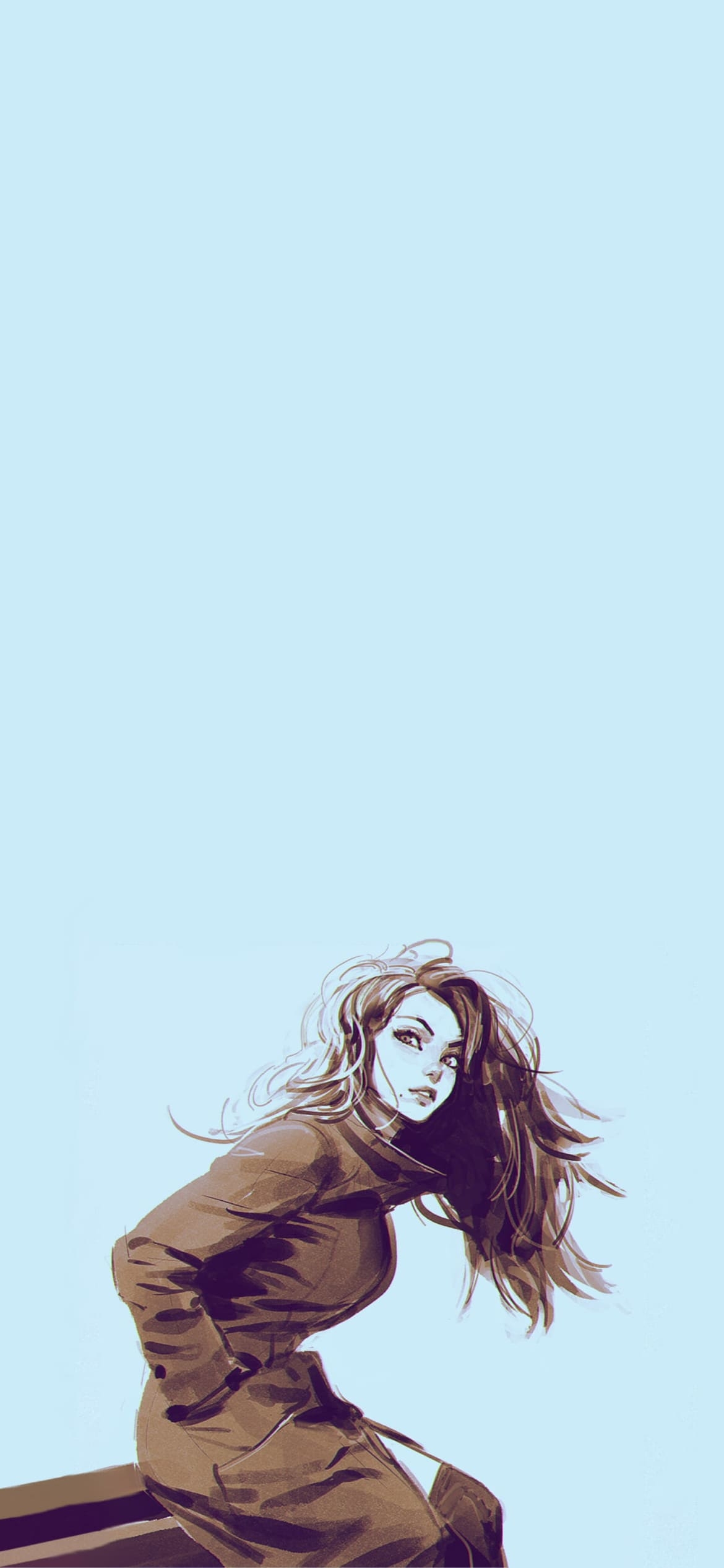 コートを着た髪の長い女性の1170 x 2532 / スマホ壁紙