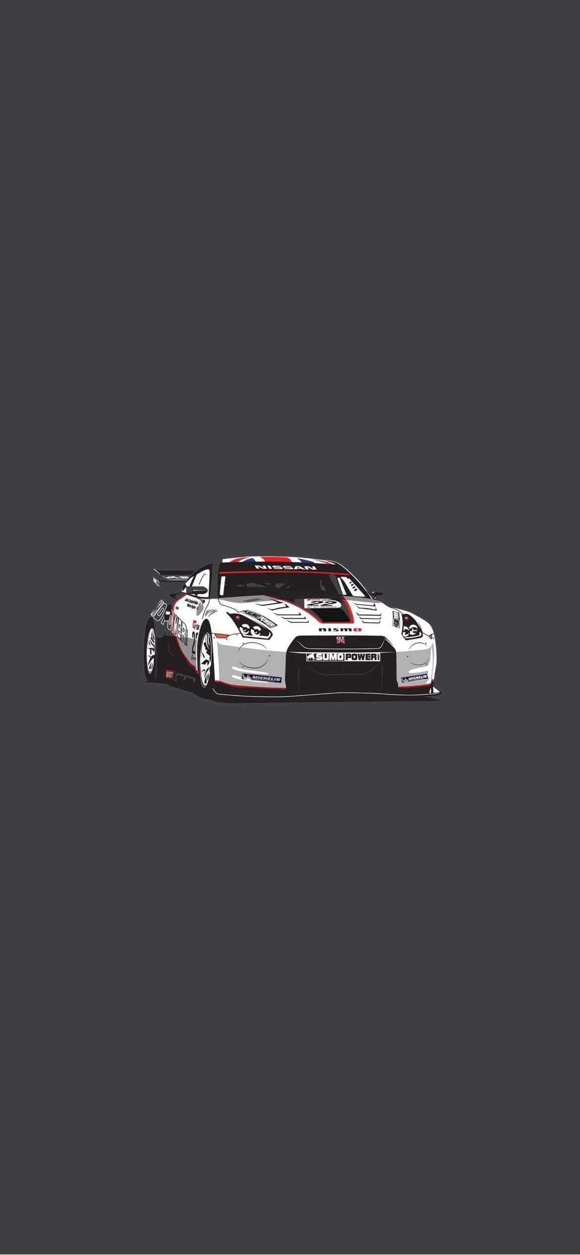 白のスポーツカー イラストの1170 x 2532 / スマホ壁紙