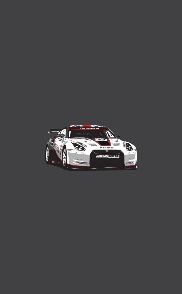 白のスポーツカー イラストの740 x 1196 / スマホ壁紙