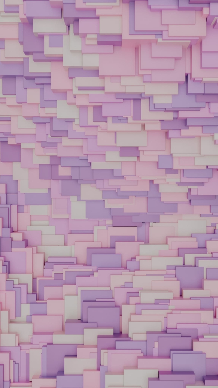 ピンク・紫・白の四角形 テクスチャーの750 x 1334 / スマホ壁紙