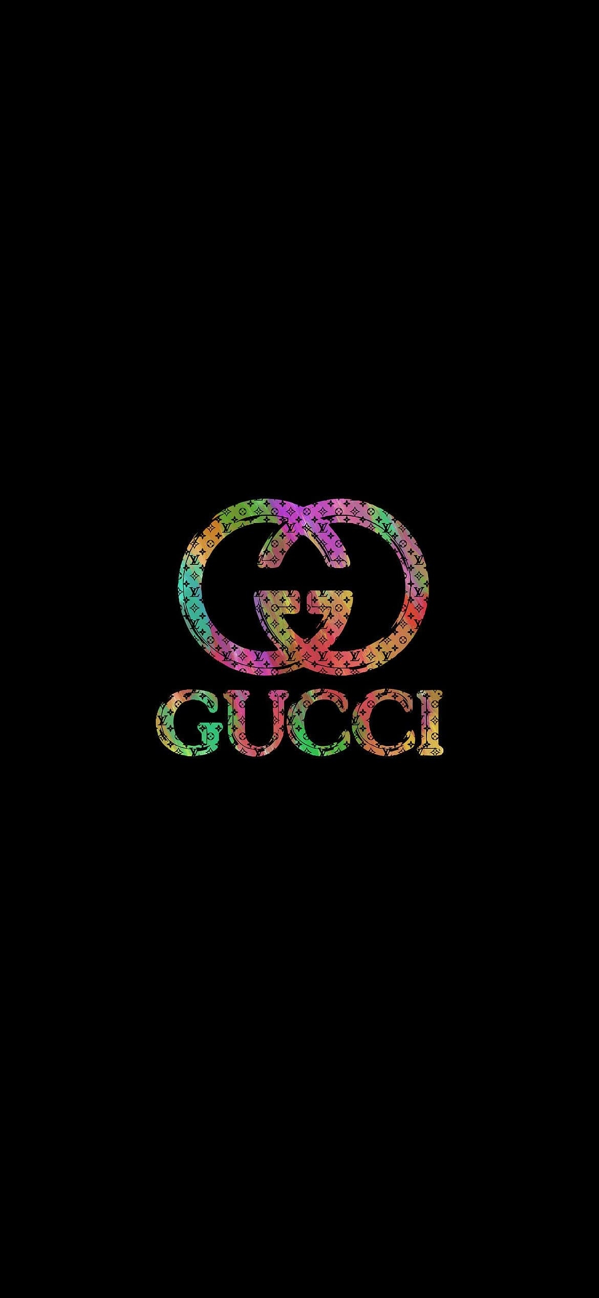 カラフルなGUCCIのロゴの1170 x 2532 / スマホ壁紙
