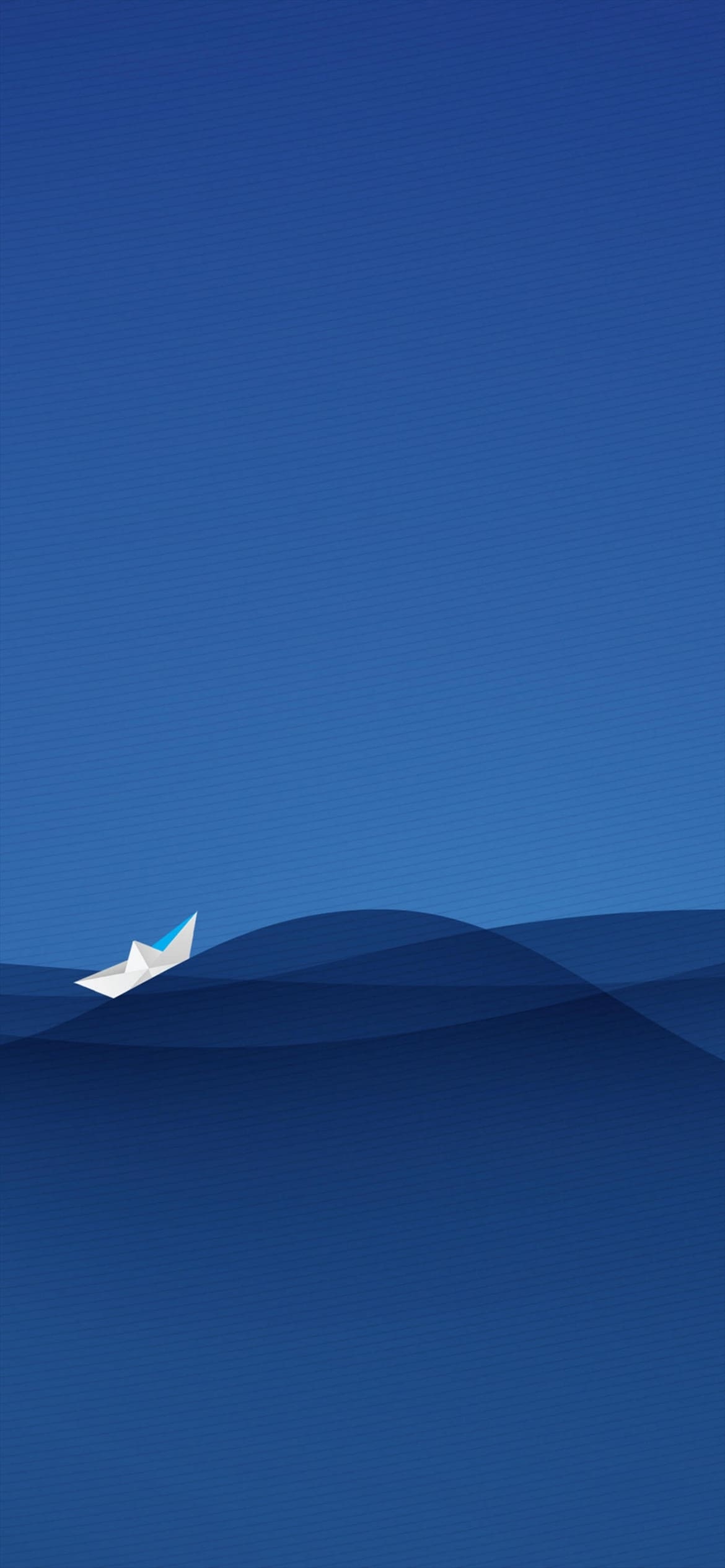 青い波 紙の船の1170 x 2532 / スマホ壁紙