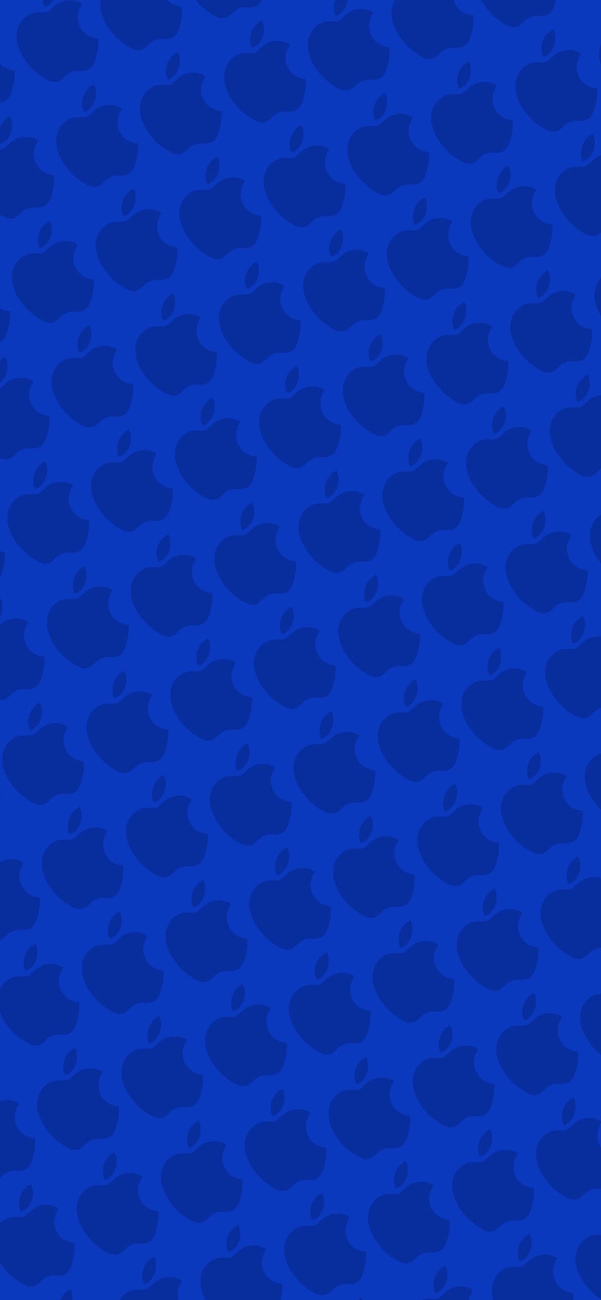 ビビッド・ブルー アップルのロゴ パターンの1170 x 2532 / スマホ壁紙