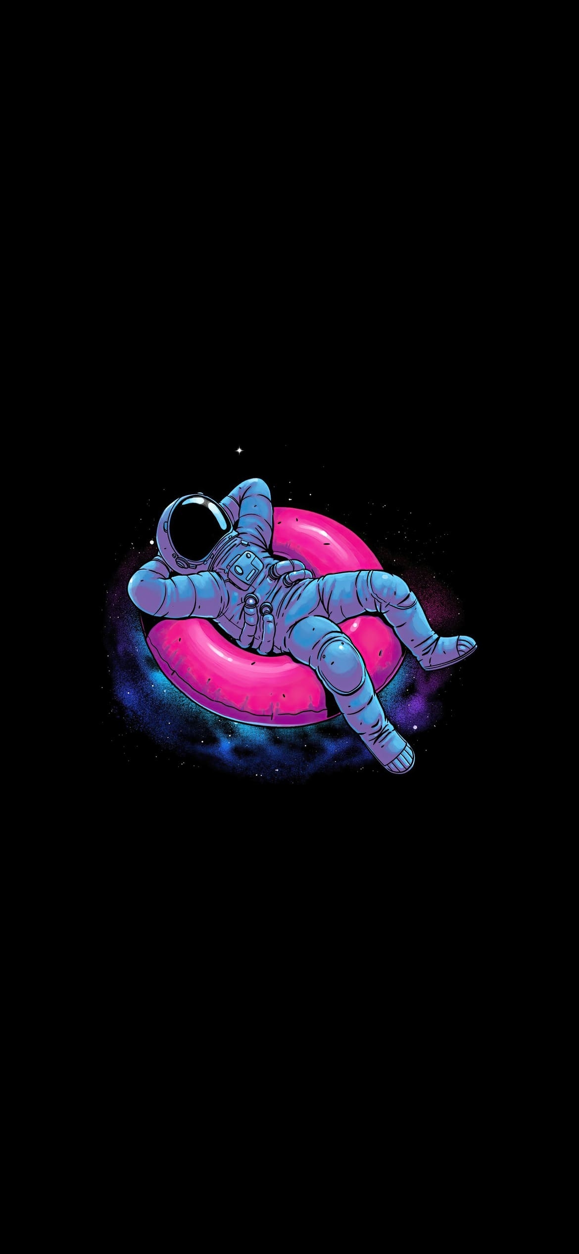 リラックスする宇宙飛行士 浮き輪の1170 x 2532 / スマホ壁紙