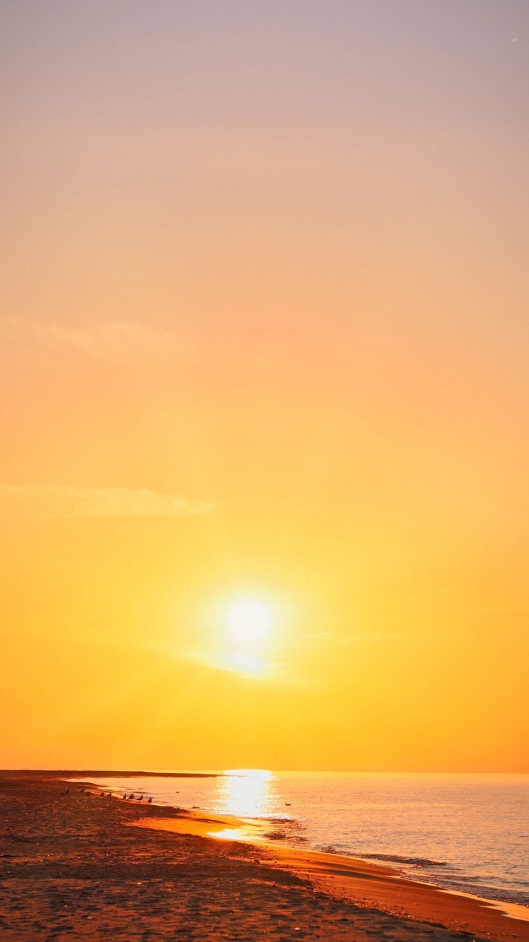 オレンジ色の空と海の750 x 1334 / スマホ壁紙