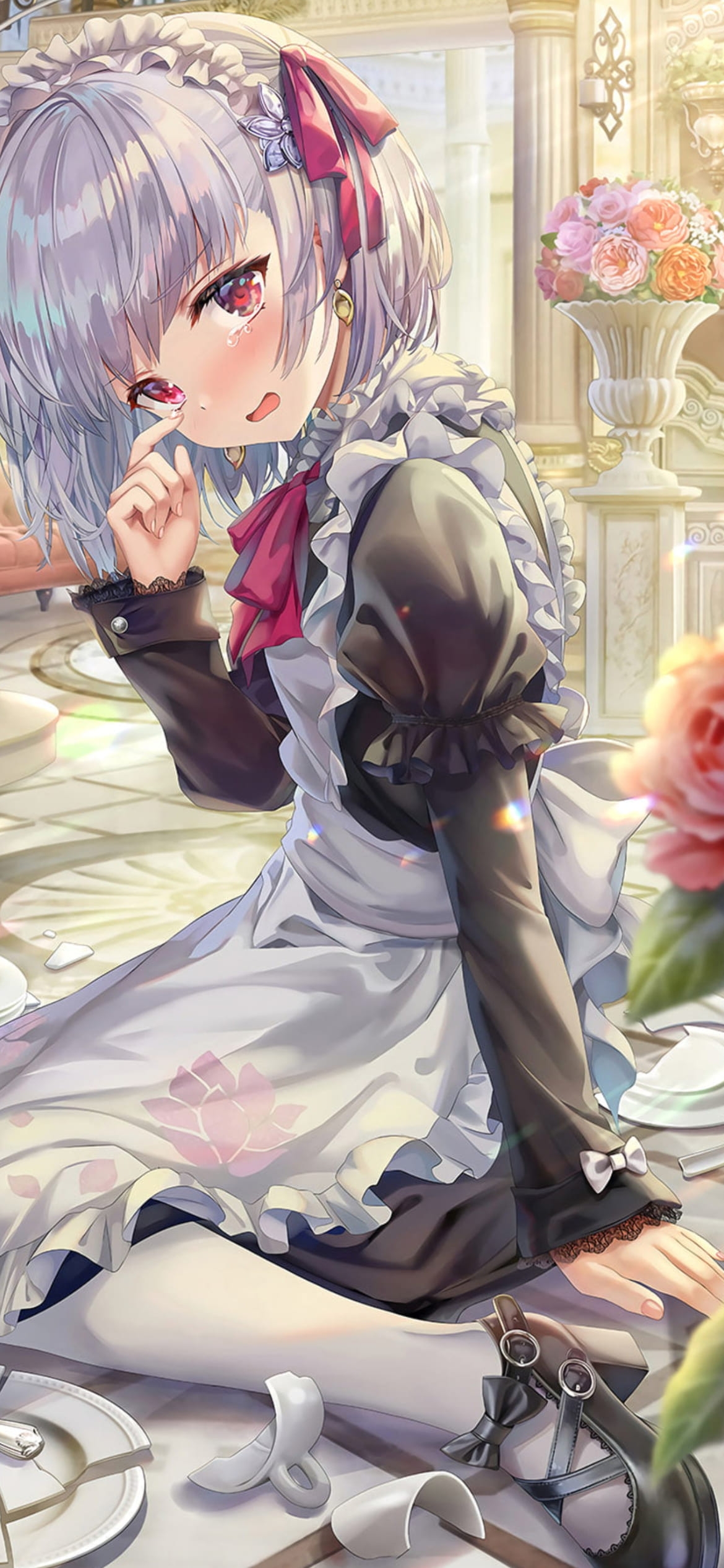 原神インパクト 泣いているノエル メイドの1170 x 2532 / スマホ壁紙