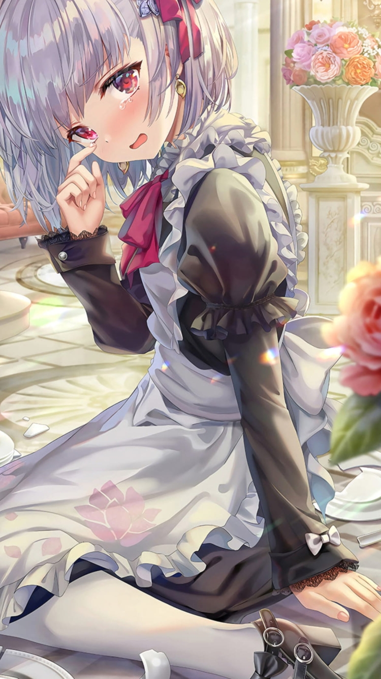 原神インパクト 泣いているノエル メイドの750 x 1334 / スマホ壁紙