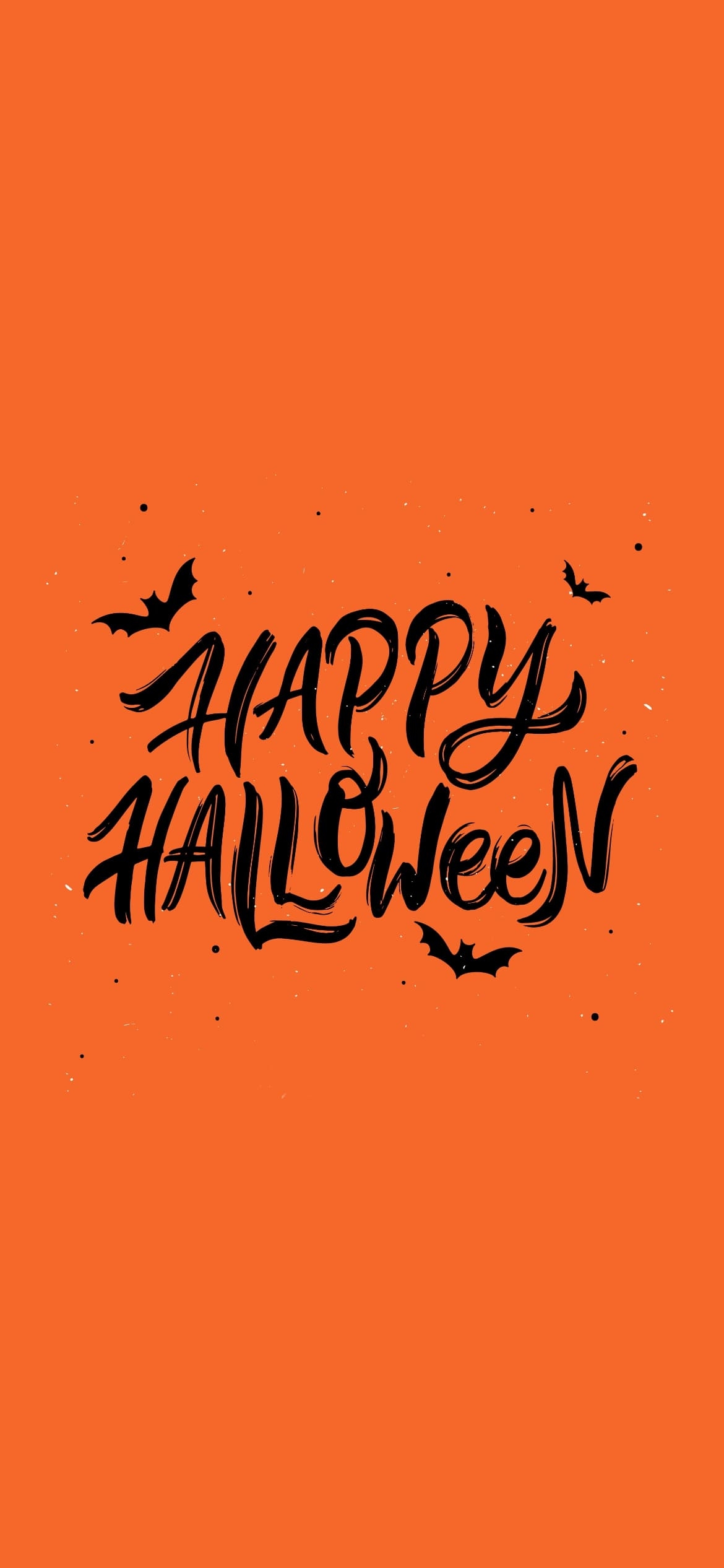 HAPPY HALLOWEEN オレンジ コウモリの1170 x 2532 / スマホ壁紙
