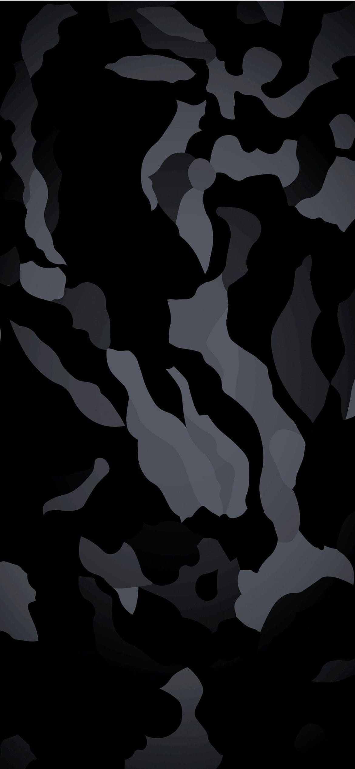黒い迷彩柄の1170 x 2532 / スマホ壁紙