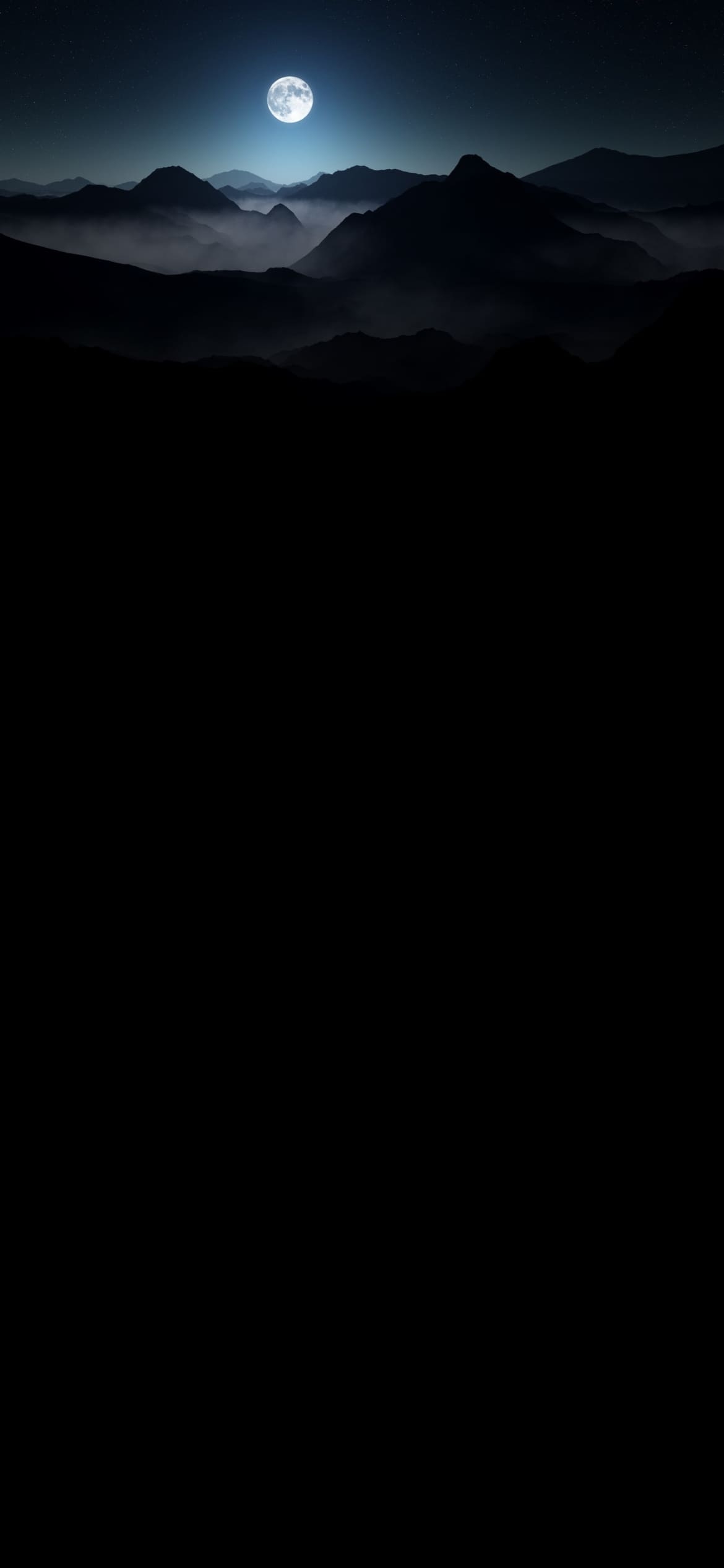 兎の満月 暗い山脈 雲海の1170 x 2532 / スマホ壁紙