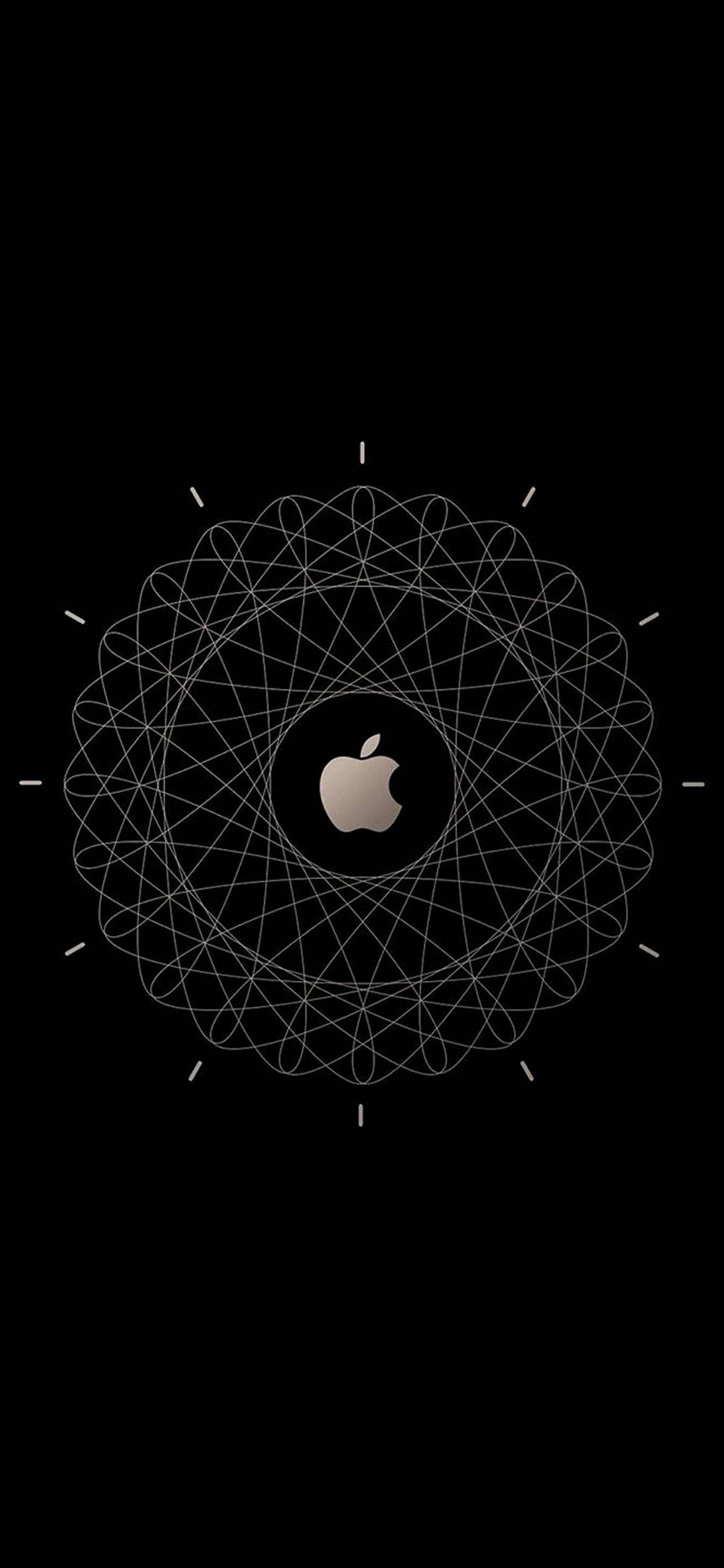 黒・金のアップルのロゴの1170 x 2532 / スマホ壁紙