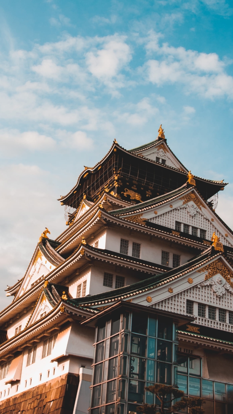 大阪城と青空 戦国時代 築城の750 x 1334 / スマホ壁紙