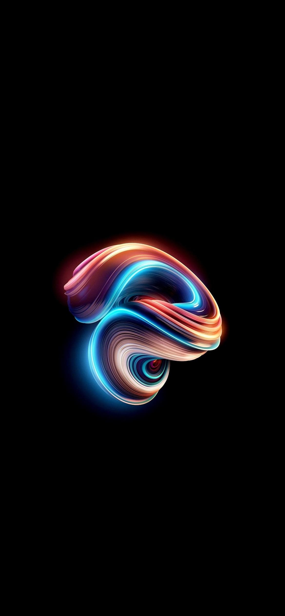 青と赤に光るうねりの1170 x 2532 / スマホ壁紙