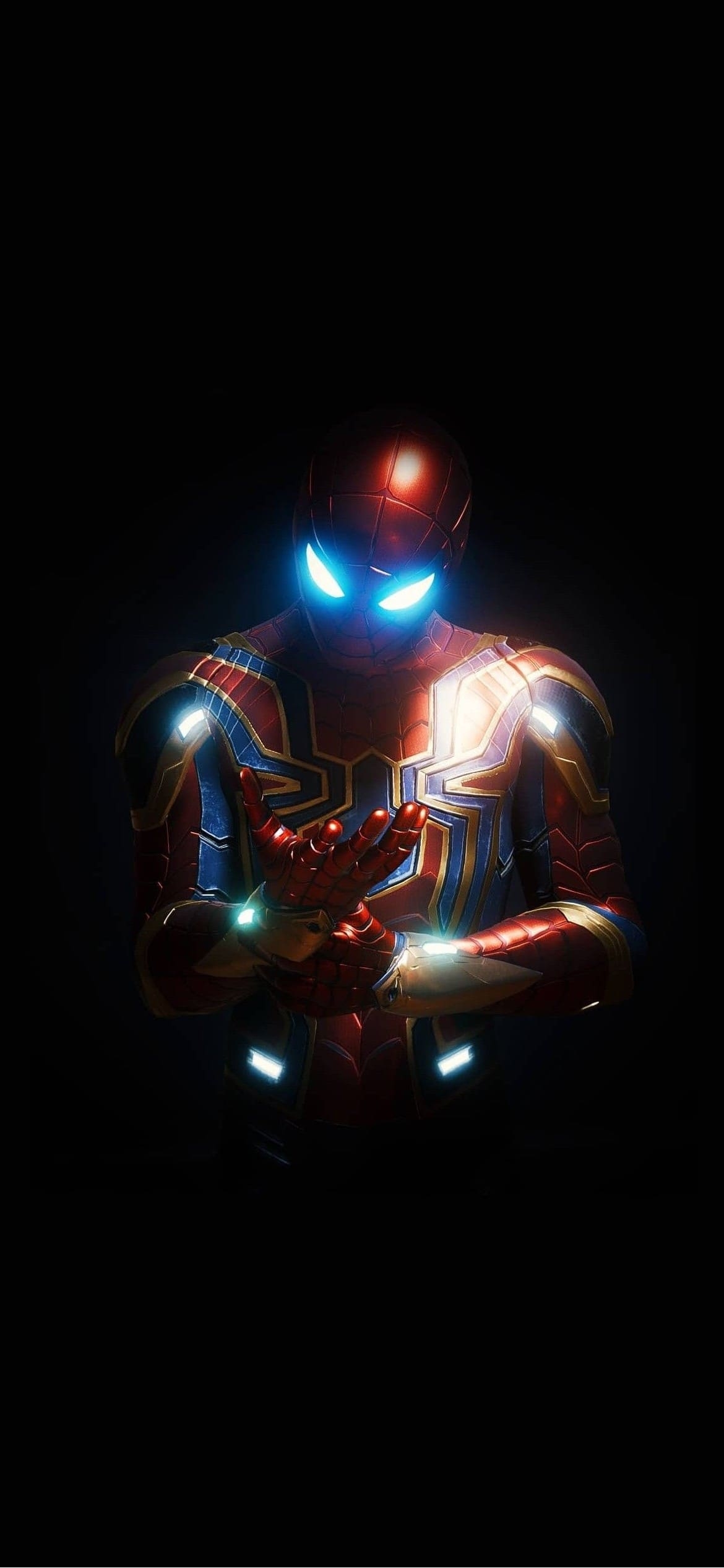 青く光るスパイダーマンの1170 x 2532 / スマホ壁紙