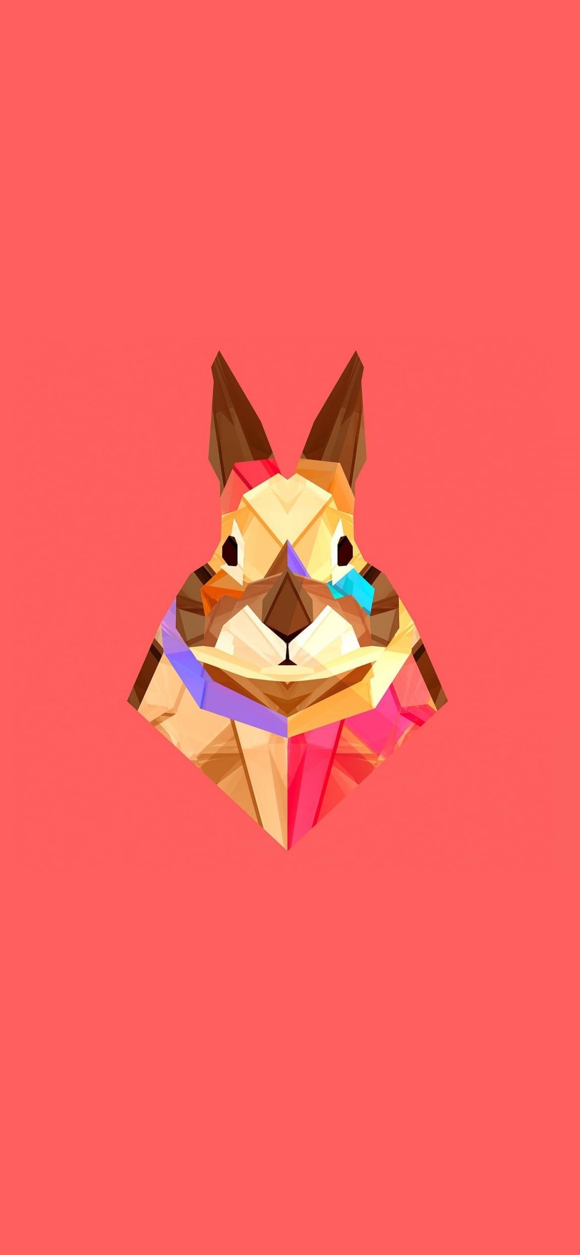 かわいいポリゴンのウサギ ピンク アイコンの1170 x 2532 / スマホ壁紙
