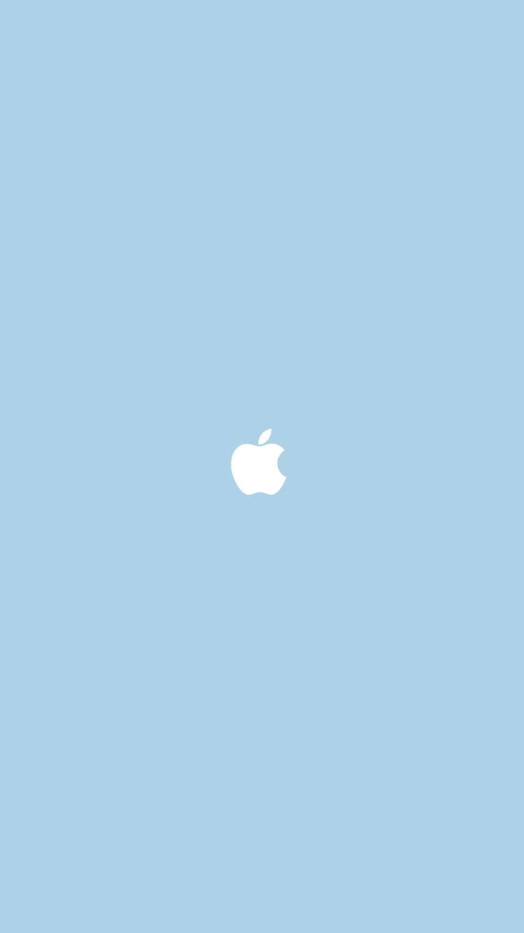 シンプル クリーンな水色のAppleのロゴの750 x 1334 / スマホ壁紙