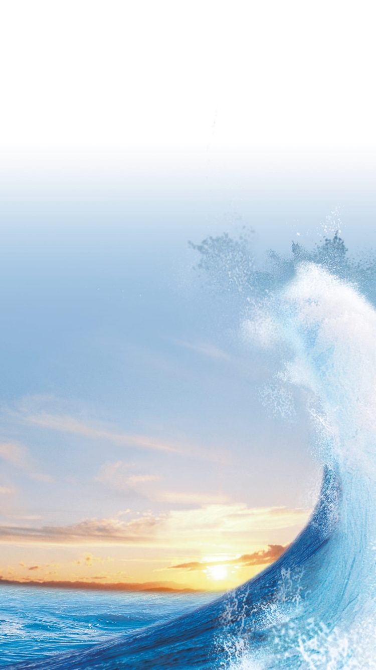 大きな波と夕焼けの750 x 1334 / スマホ壁紙