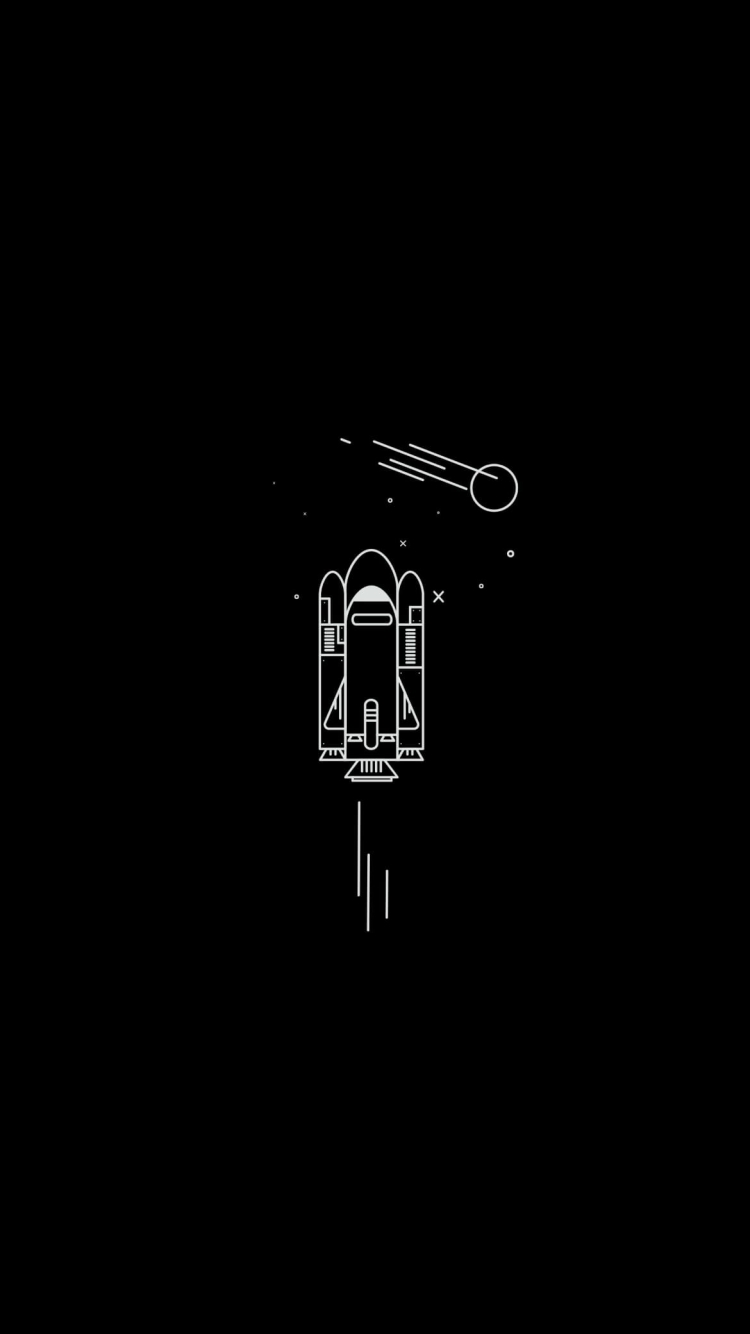 宇宙船 惑星 ミニマル ロケットの750 x 1334 / スマホ壁紙