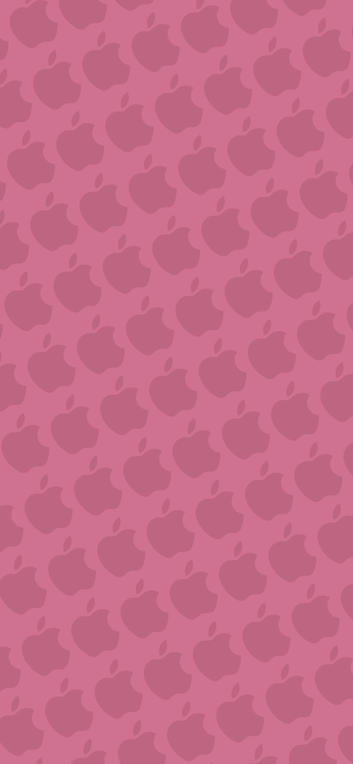 ビビッド・ピンク アップルのロゴ パターンの1170 x 2532 / スマホ壁紙