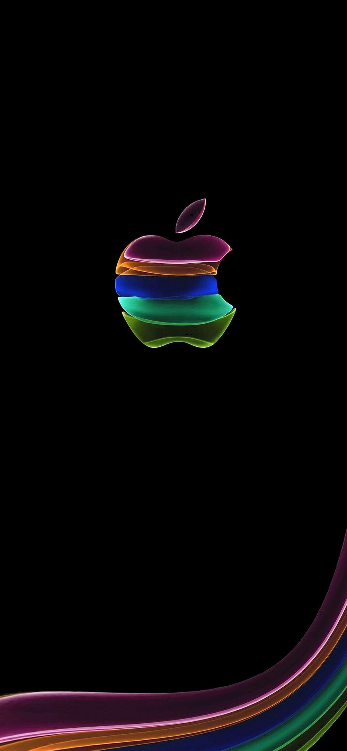 カラフル 半透明なAppleロゴの1170 x 2532 / スマホ壁紙
