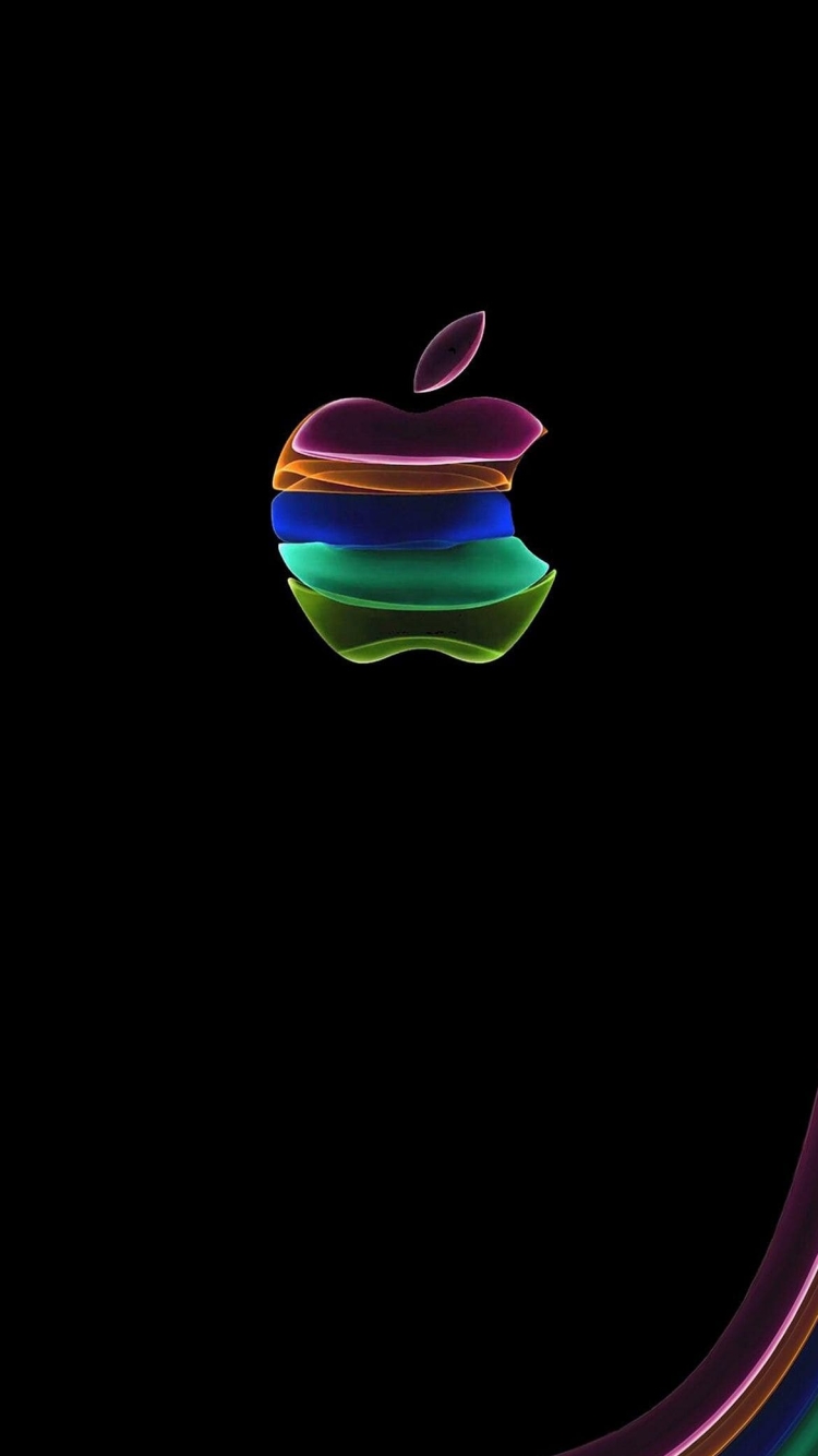 カラフル 半透明なAppleロゴの750 x 1334 / スマホ壁紙