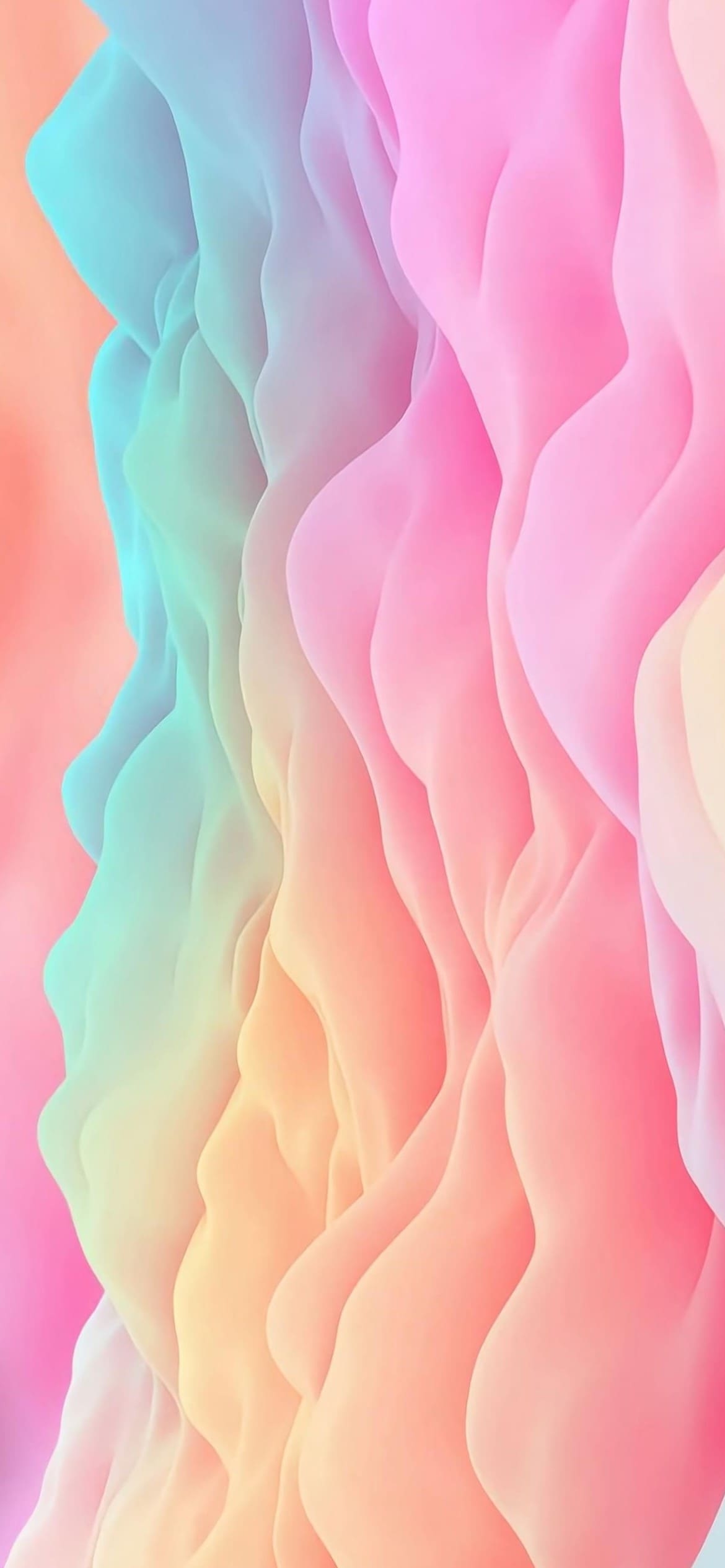 水色・ピンク・オレンジの波のようなテクスチャーの1170 x 2532 / スマホ壁紙