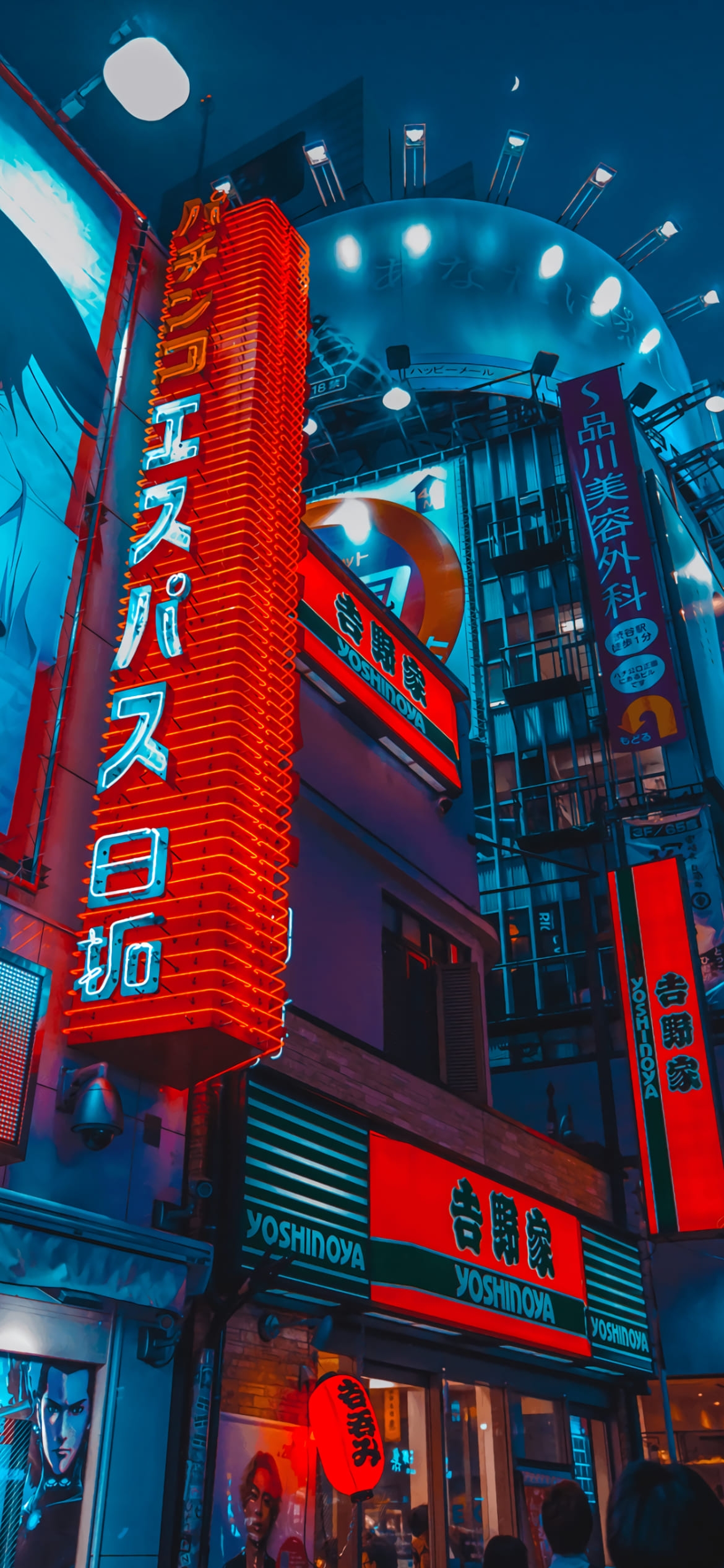パチンコ エスパス日拓 吉野家 品川美容外科 新宿歌舞伎町 夜 日本の1170 x 2532 / スマホ壁紙