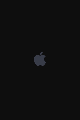黒の背景 灰色のアップルロゴ グレー Appleの320 x 480 / スマホ壁紙
