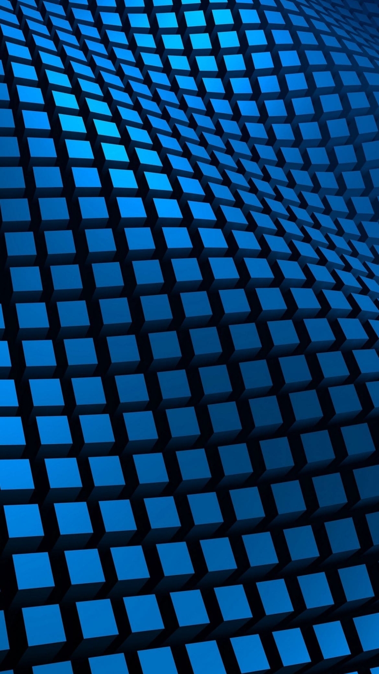 青と黒の四角の揺らぎの750 x 1334 / スマホ壁紙
