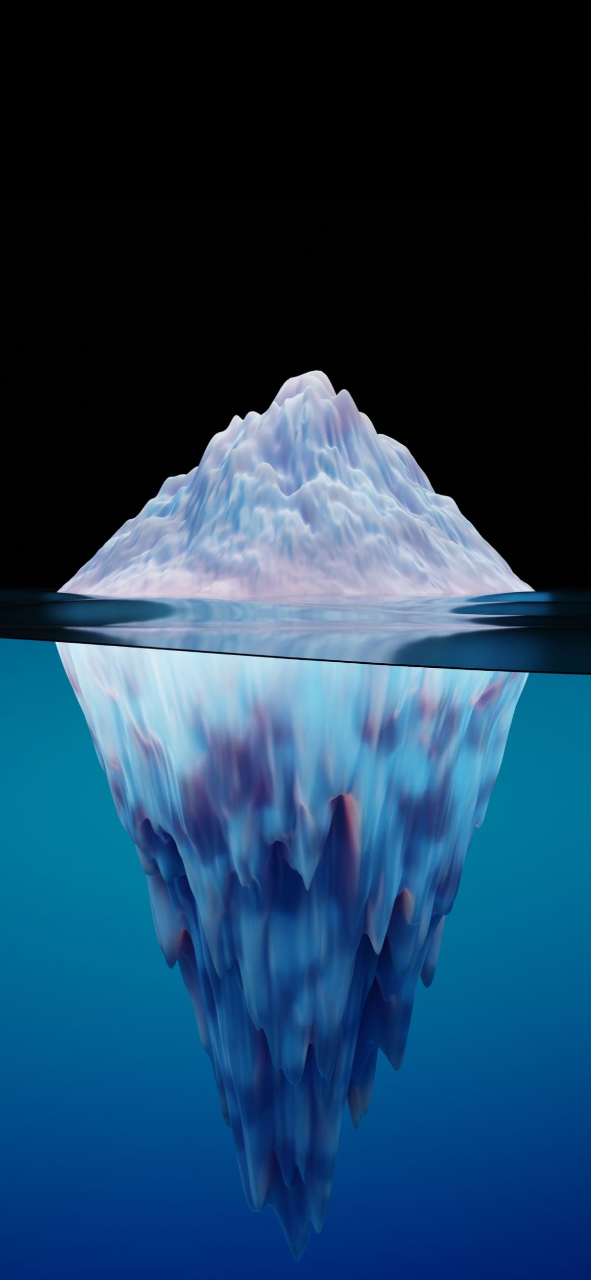 氷山 3Dアート 水中 モデリングの1170 x 2532 / スマホ壁紙
