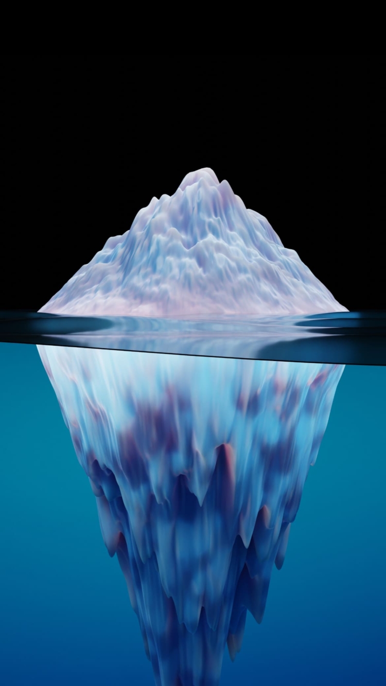 氷山 3Dアート 水中 モデリングの750 x 1334 / スマホ壁紙