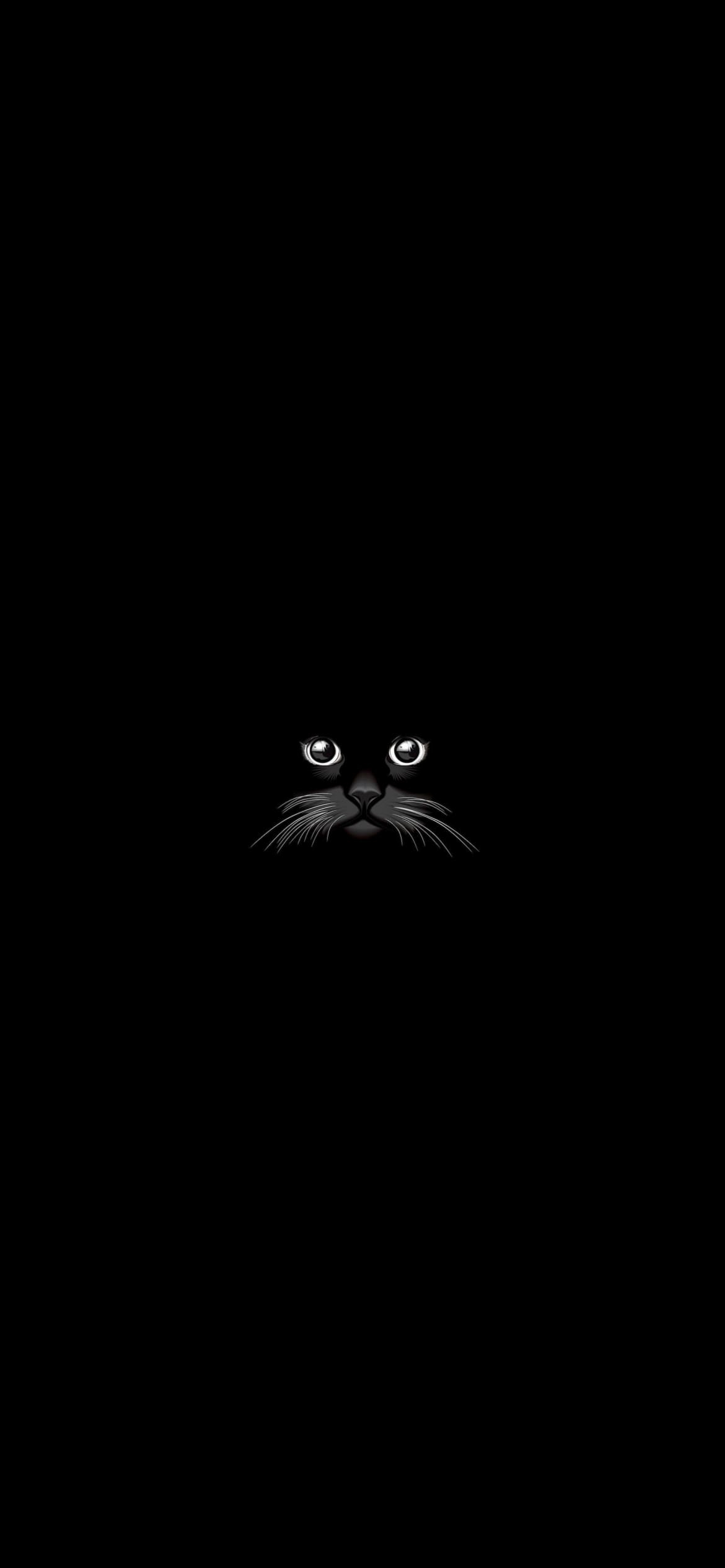 シンプル 黒猫の顔の1170 x 2532 / スマホ壁紙