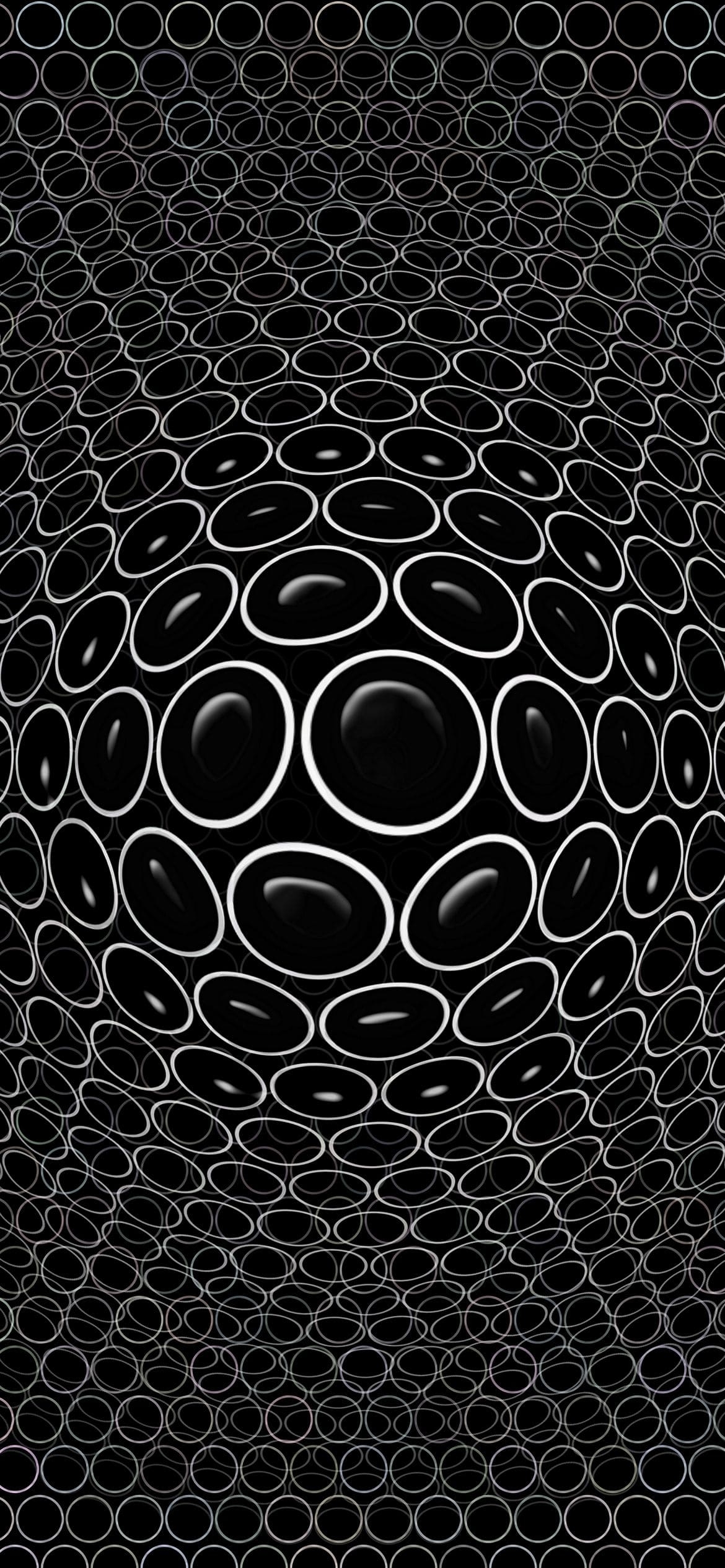 黒 丸いオブジェクトの集合体の1170 x 2532 / スマホ壁紙