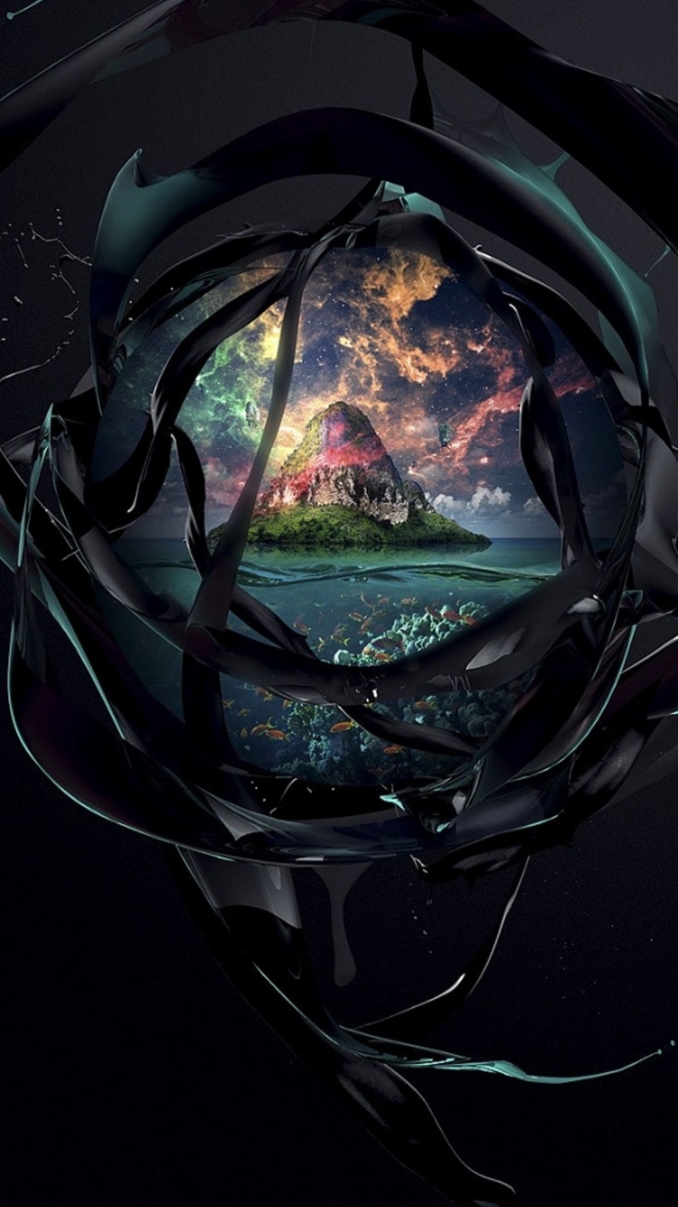 黒いオブジェクト 覗く島の750 x 1334 / スマホ壁紙