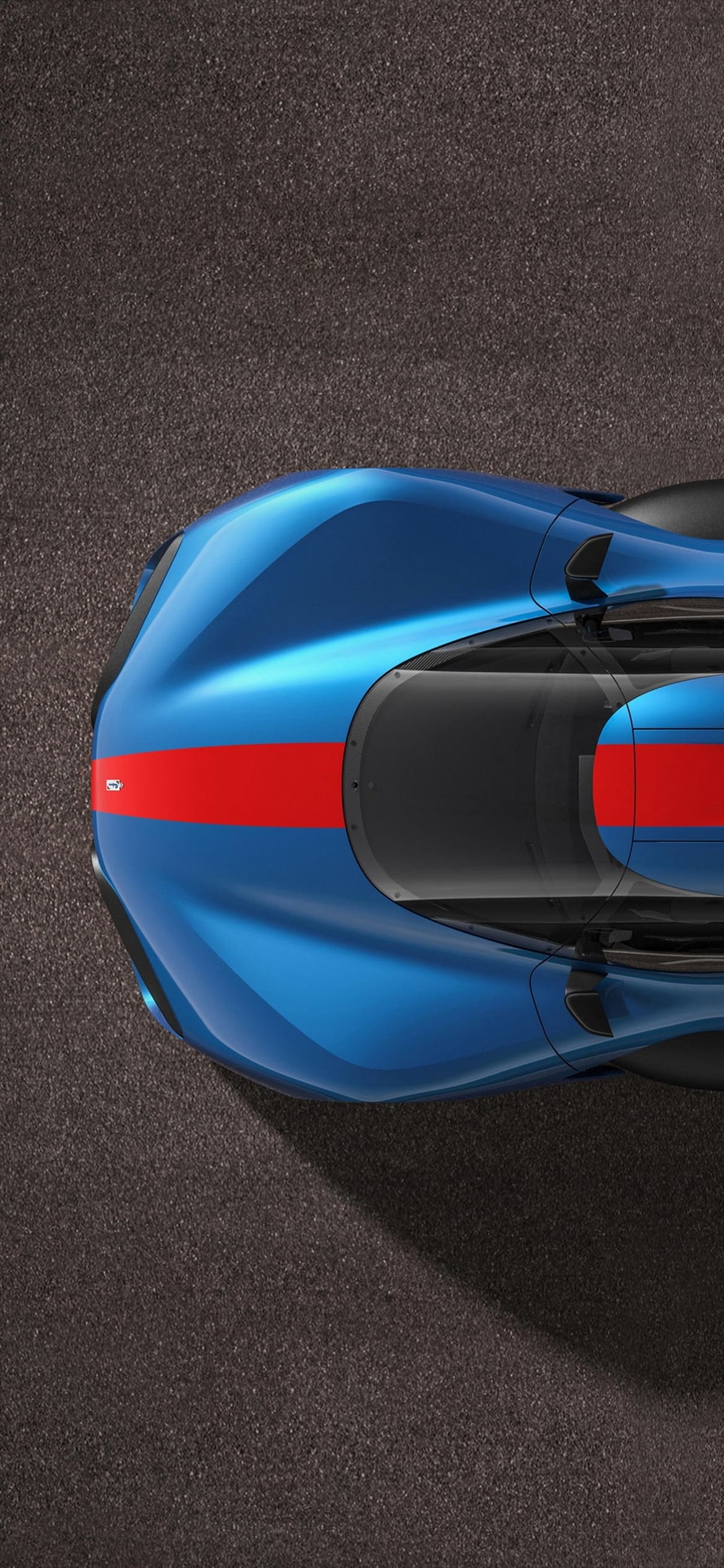 上から見た青・赤のスポーツカーの1170 x 2532 / スマホ壁紙