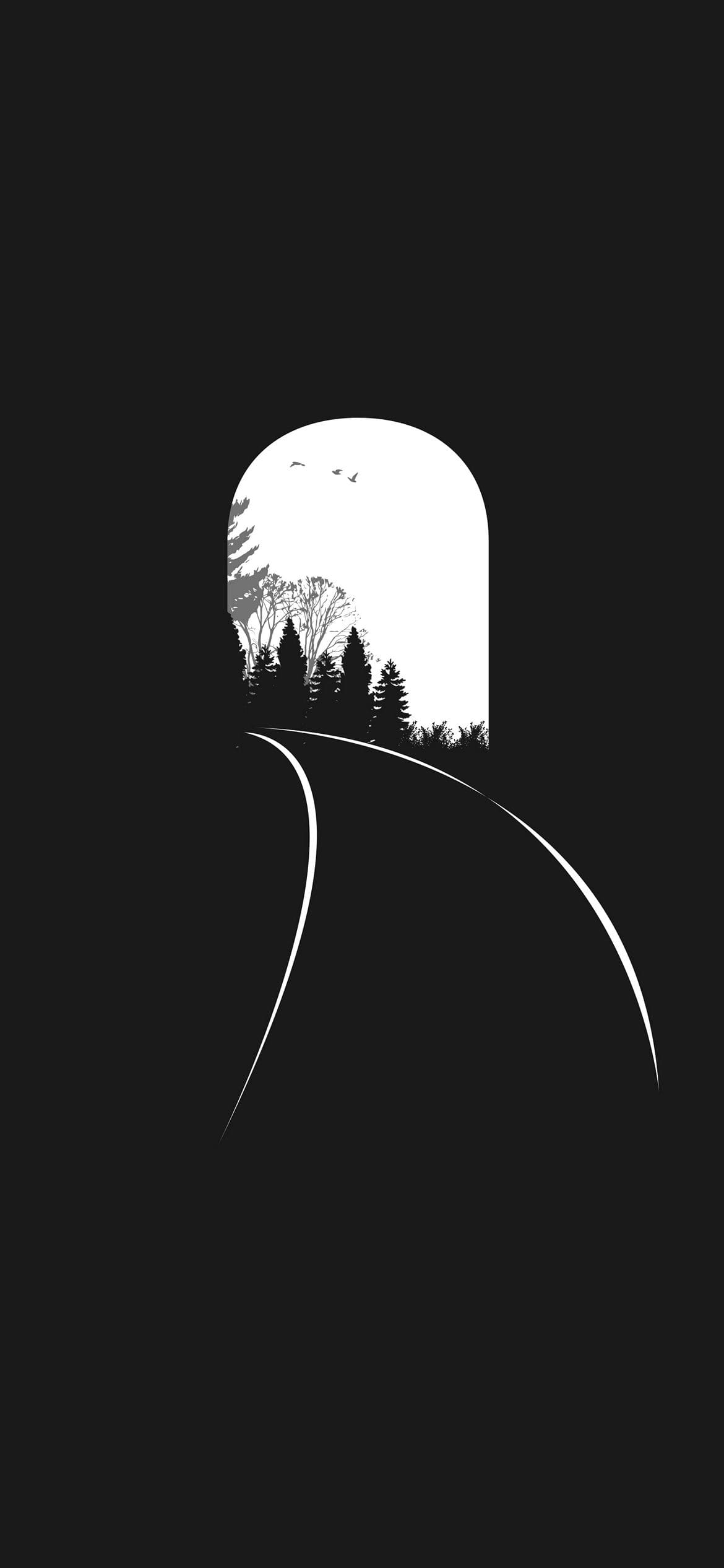 トンネル 線路 イラストの1170 x 2532 / スマホ壁紙