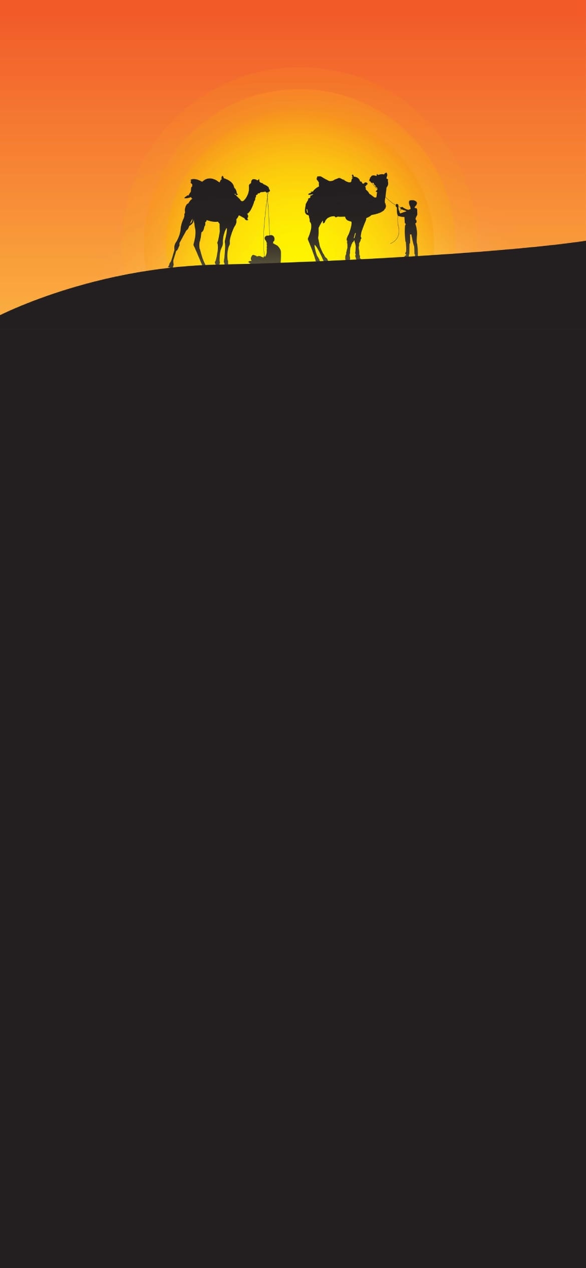 夕陽 ラクダ キャラバン 砂漠の1170 x 2532 / スマホ壁紙