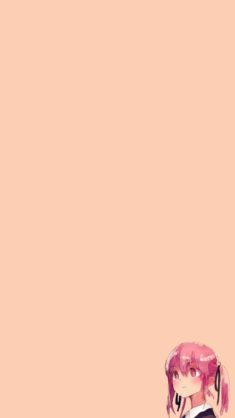 ピンクの髪の女の子 水彩画の750 x 1334 / スマホ壁紙