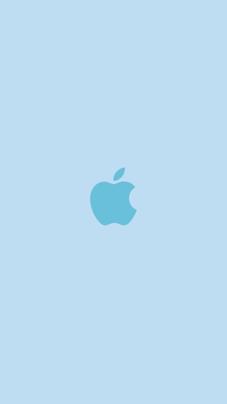 可愛い水色のApple ロゴの750 x 1334 / スマホ壁紙