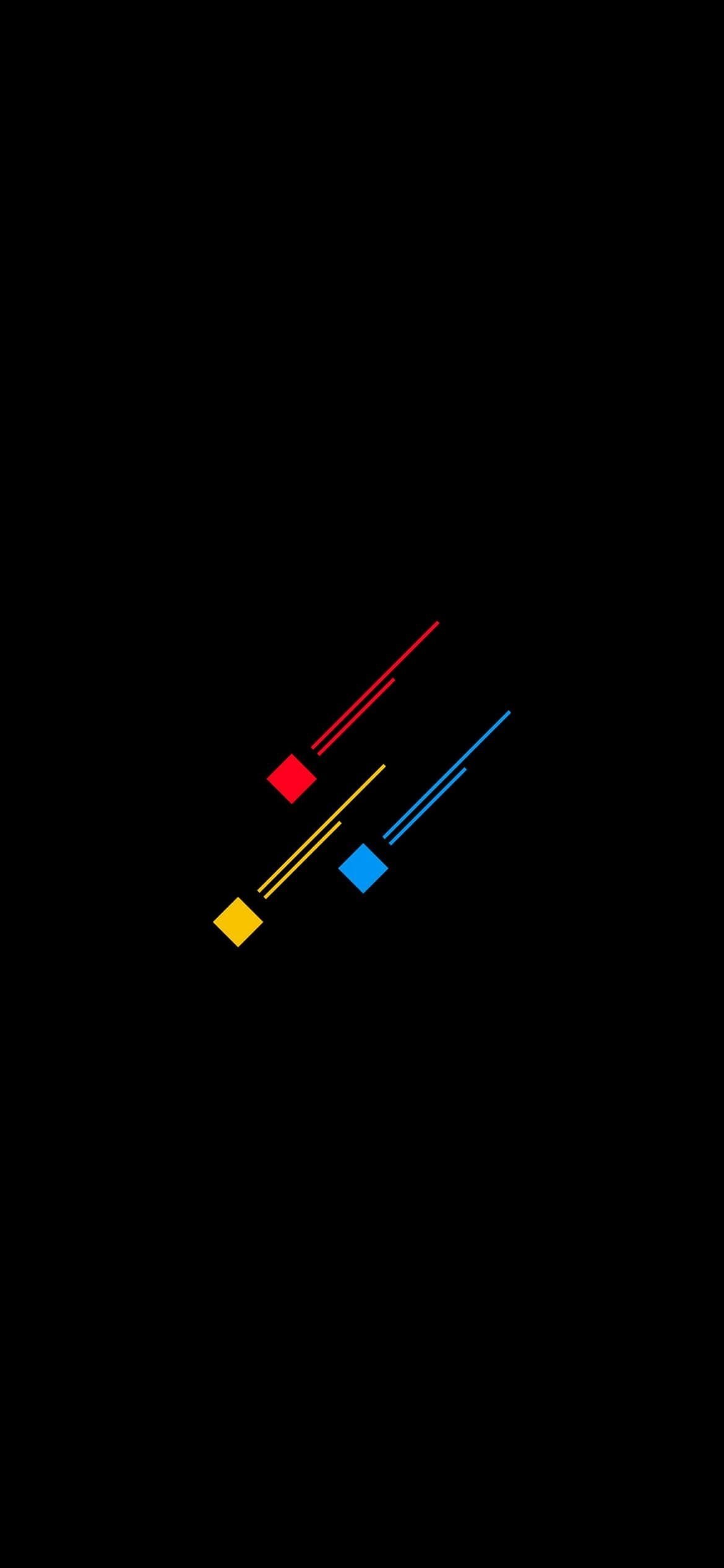 赤・黄・青の四角と線の1170 x 2532 / スマホ壁紙