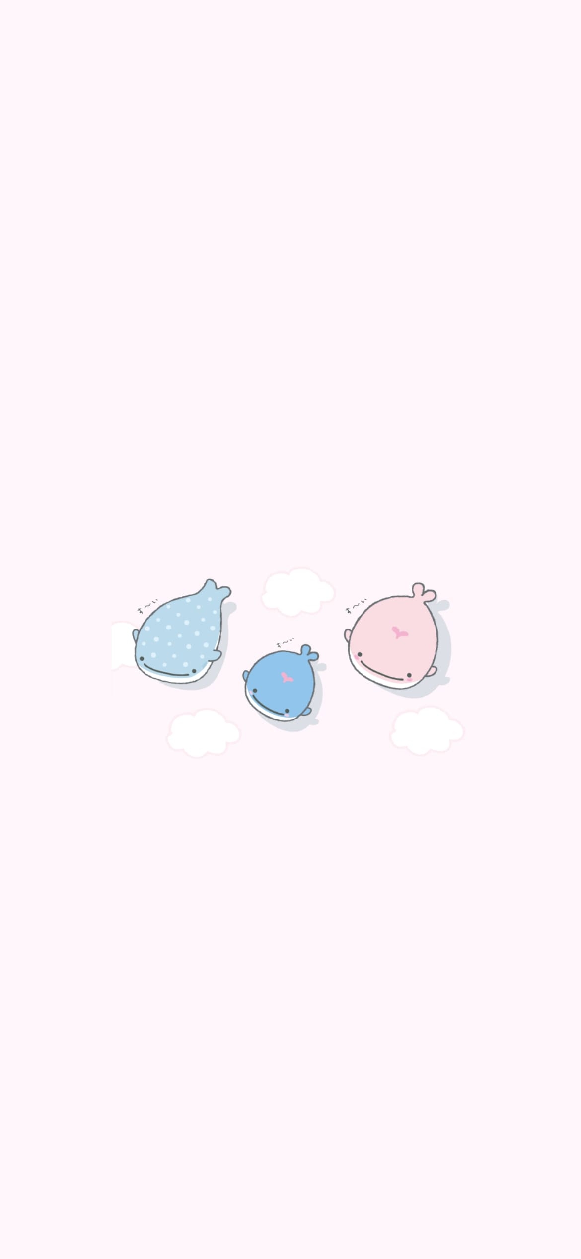 可愛い鯨・ジンベエザメのイラストの1170 x 2532 / スマホ壁紙