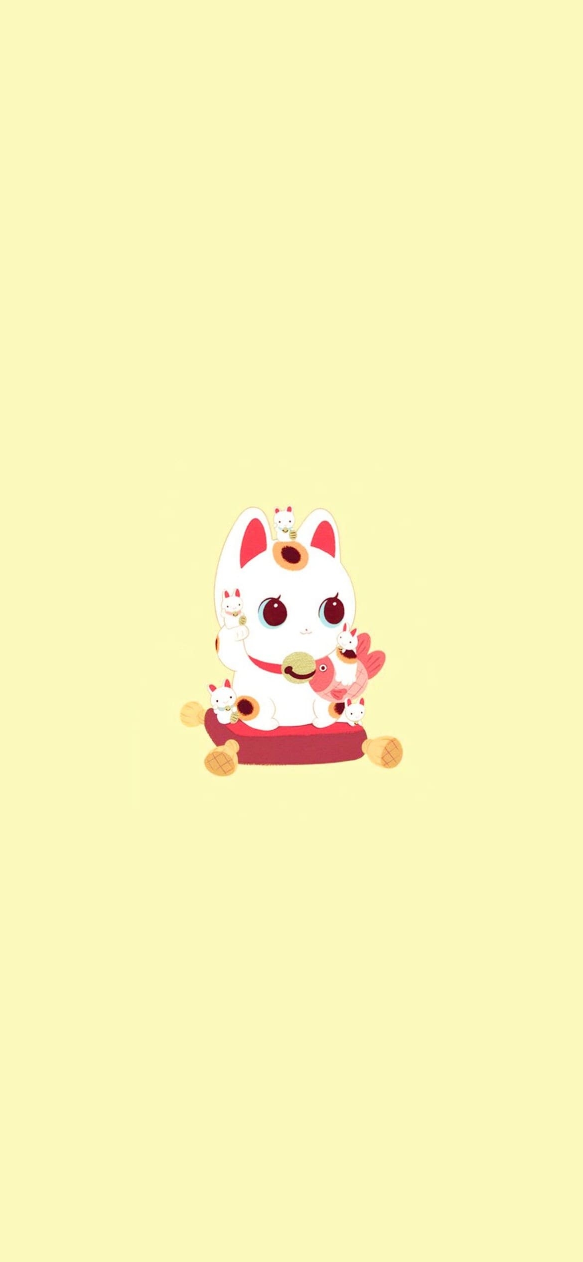 招き猫のイラストの1170 x 2532 / スマホ壁紙