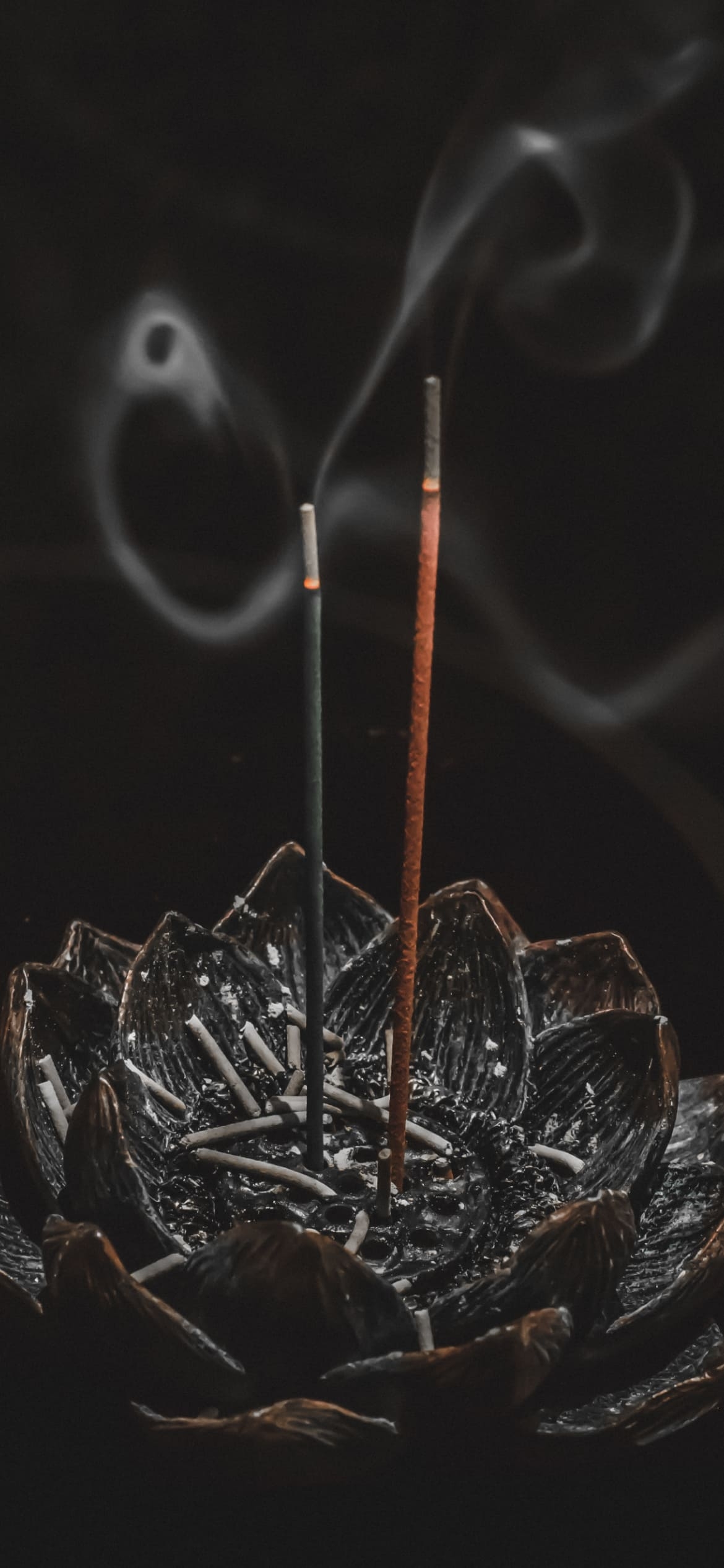 2本の線香 灰の1170 x 2532 / スマホ壁紙