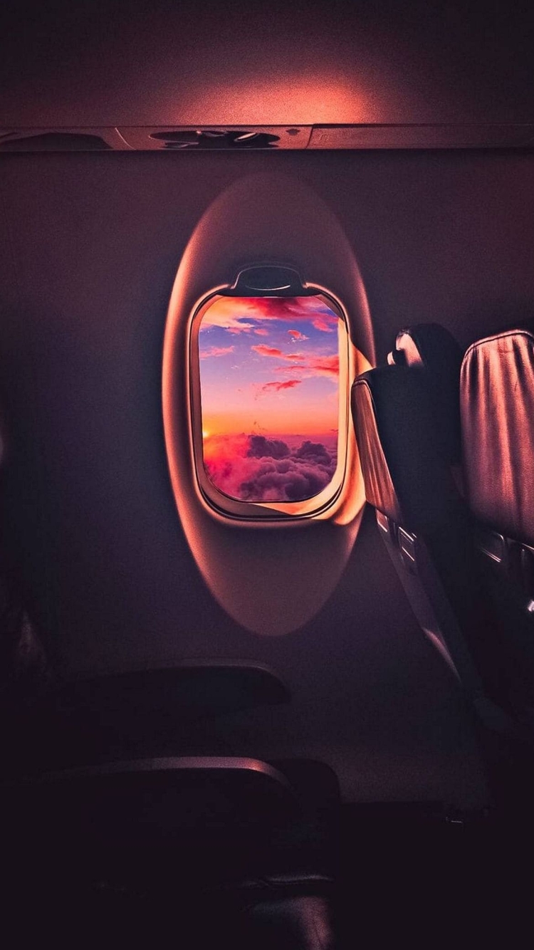 飛行機から見る夕焼けの750 x 1334 / スマホ壁紙