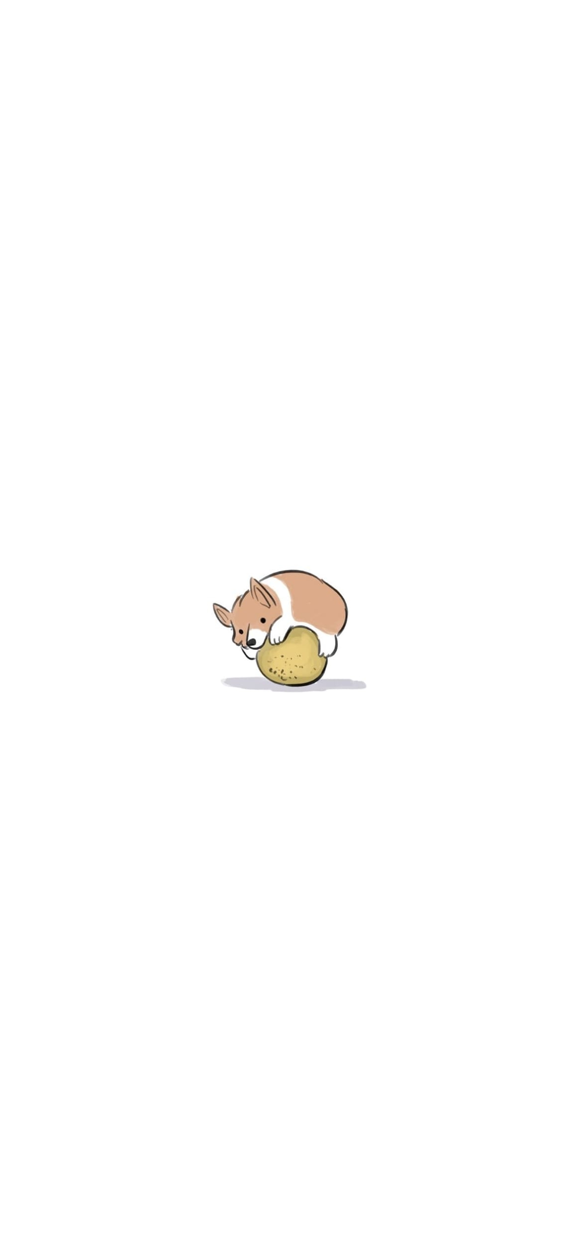 コーギーとボール イラストの1170 x 2532 / スマホ壁紙