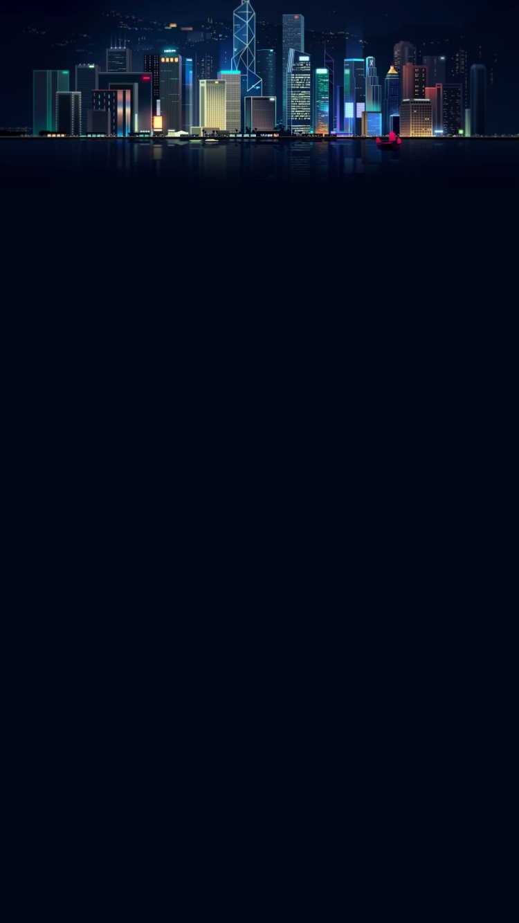 上海の街並み イラストの750 x 1334 / スマホ壁紙