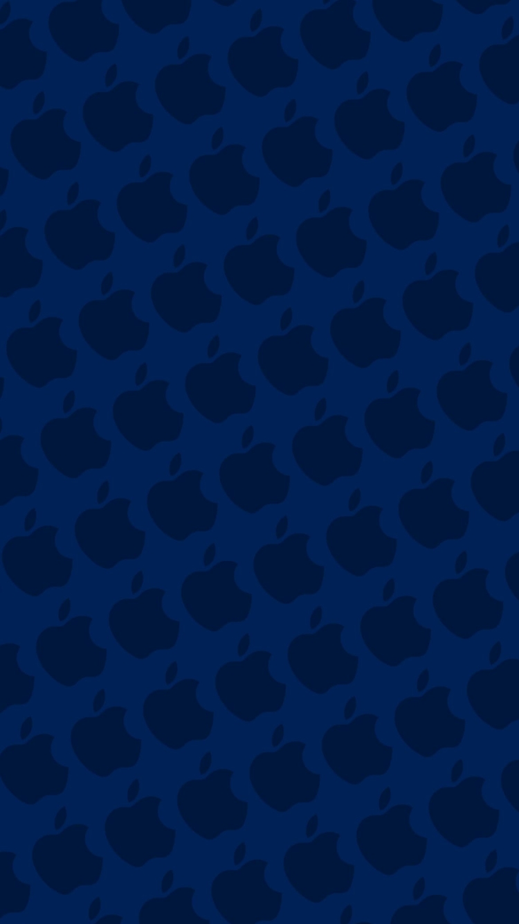 ピュア・ブルー アップルのロゴ パターンの750 x 1334 / スマホ壁紙