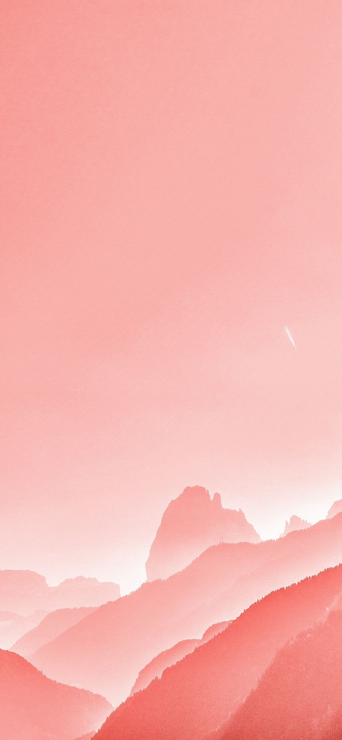 ピンクのグラデーション 山の1170 x 2532 / スマホ壁紙